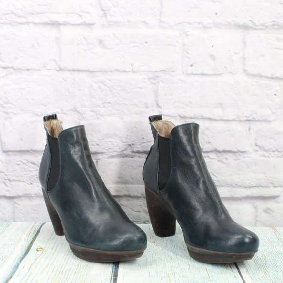 Eric Michael Web Shoemakers Blue Leather Slip On Chelsea Boots Size 8 - 8.5 - Picture 3 of 9